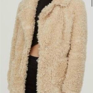 Divided H&M faux fur jacket beige xs